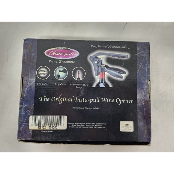 ORIGINAL Insta Pull Bordeaux Wine Opener Essemble 5 Wine Enjoyment System NEW - Picture 6 of 9